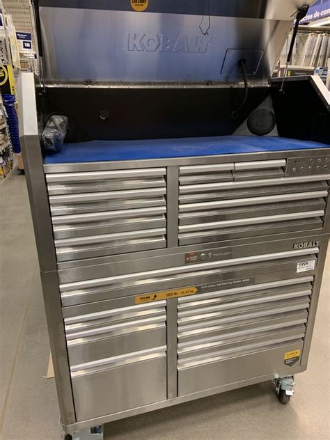 kobalt 18-drawer stainless steel tool cabinet|kobalt tool chest.